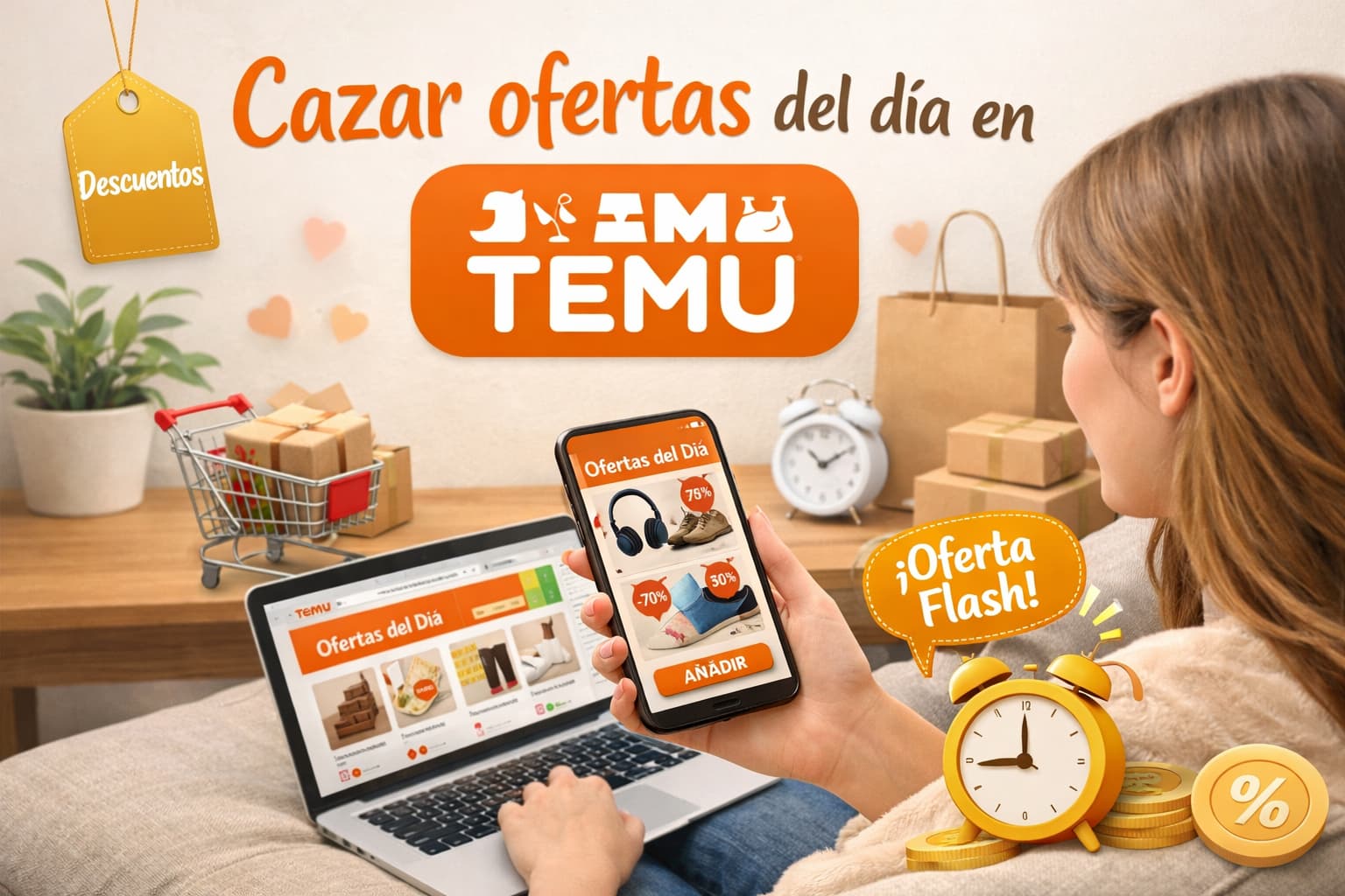 Cazar ofertas del día en Temu y pagar menos cada día