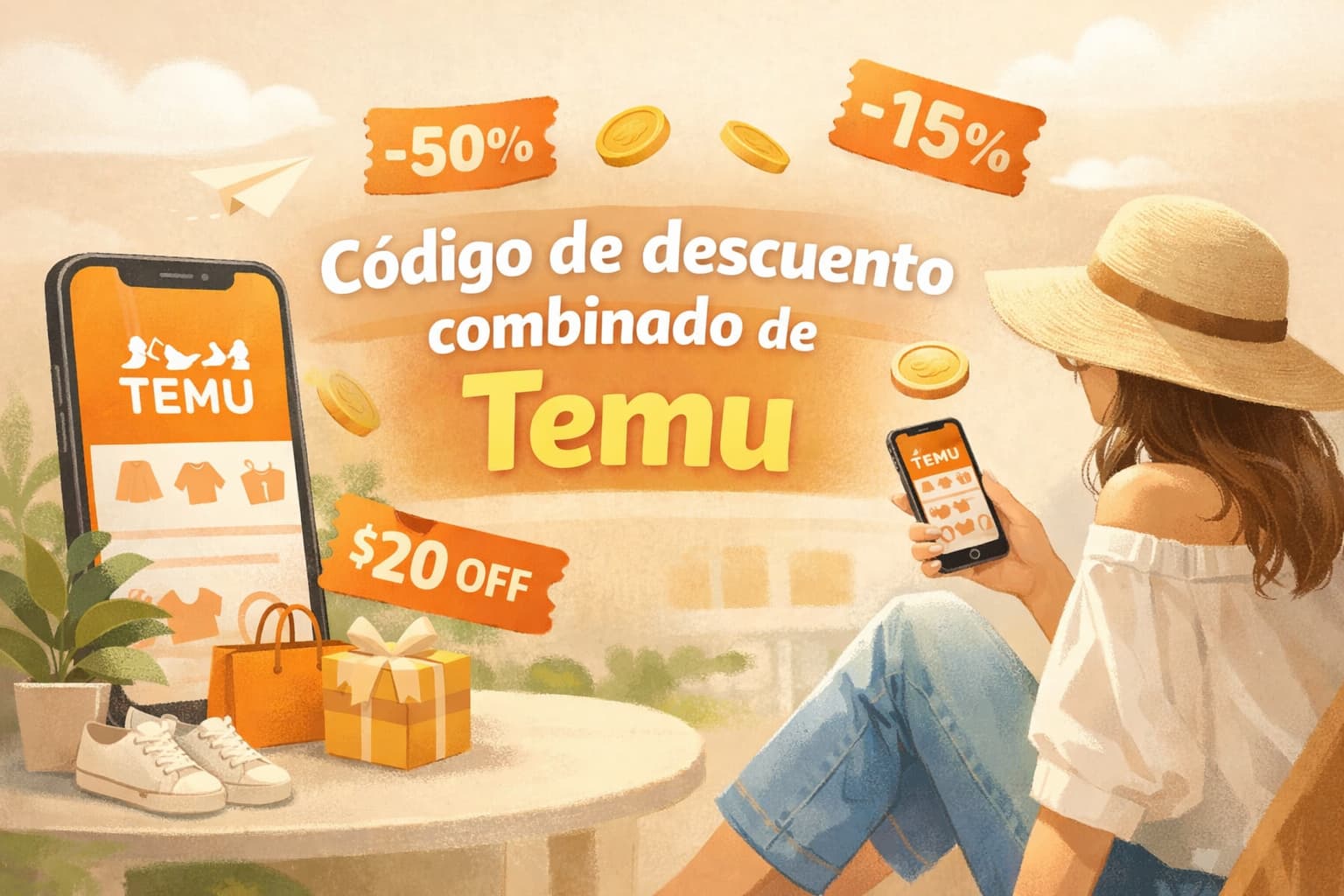 Código de descuento combinado de Temu en la app